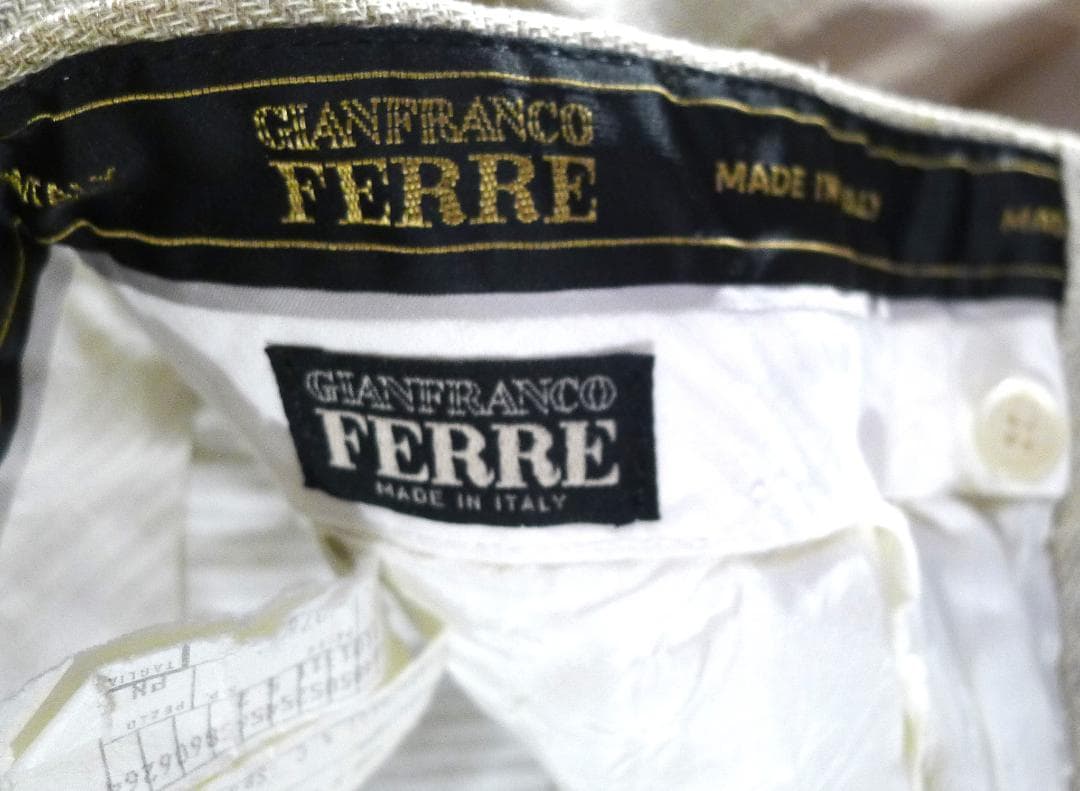 メンズ●【Gフェレ】イタリア製 ダークアイボリーウールシルクスーツ美品●