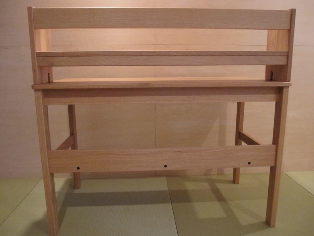 無印良品　オーク無垢材デスク 上棚付き 2引き出し 足元本棚