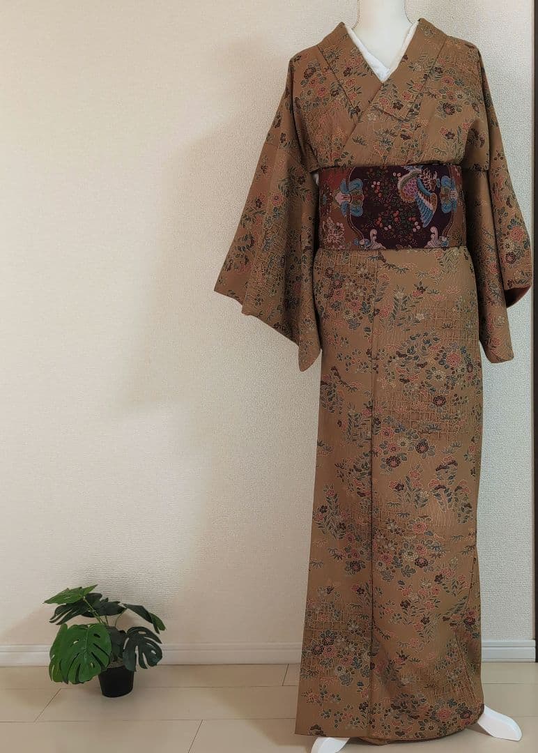 【三花】美品　東レシルック　東洋和装　袷　洗える着物　リユース