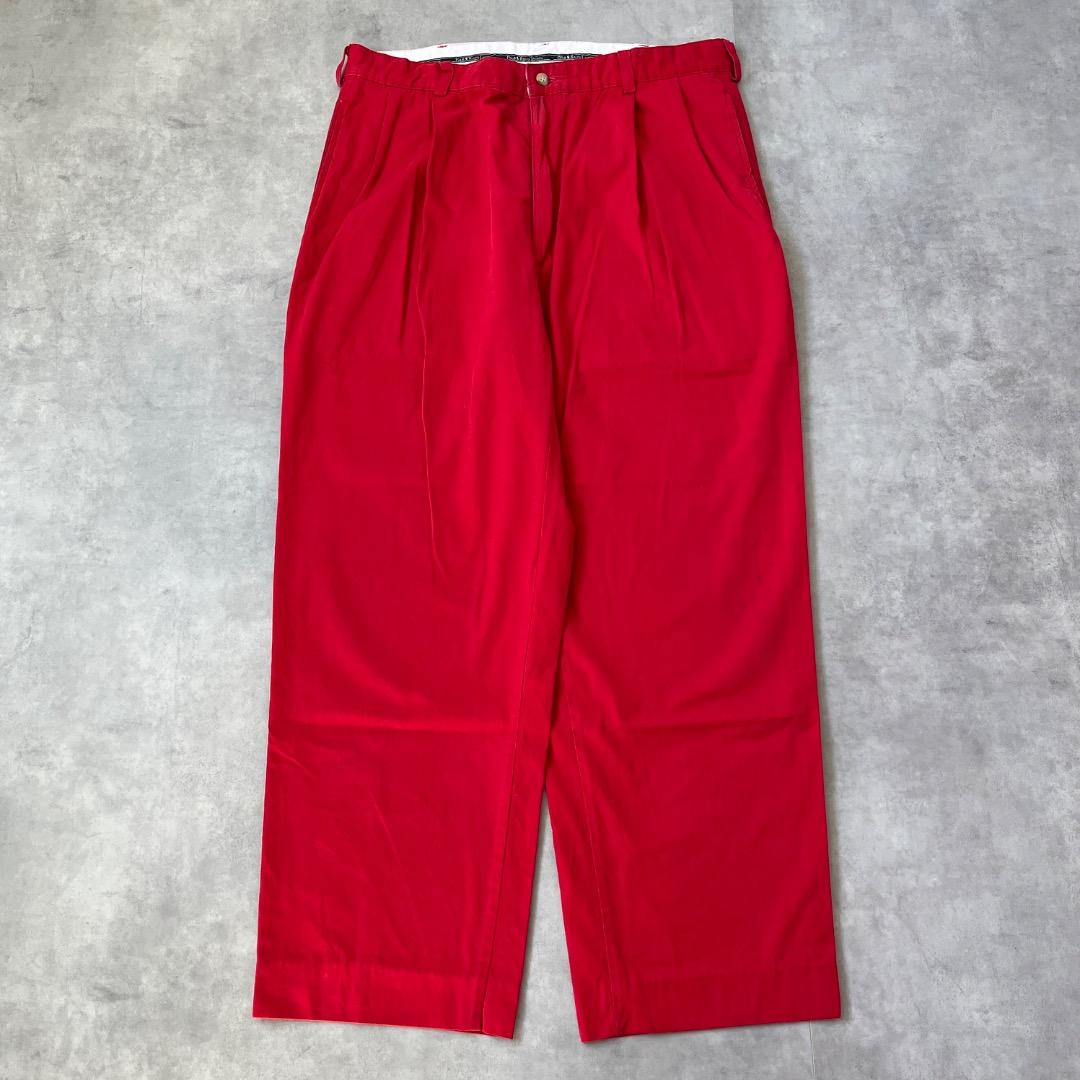 ポロ ラルフローレン W36 チノパン 90s USA製 古着 赤 19002