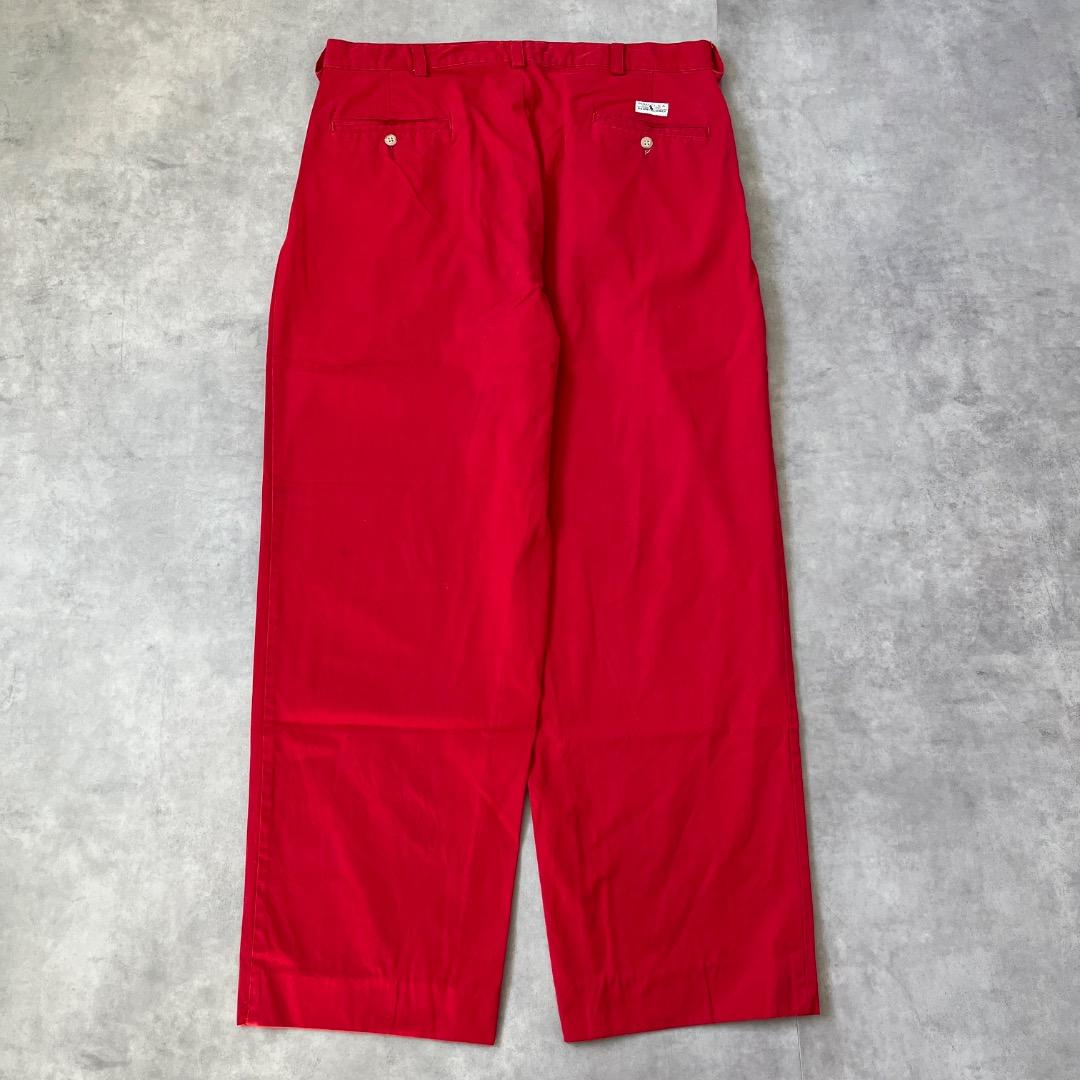 ポロ ラルフローレン W36 チノパン 90s USA製 古着 赤 19002
