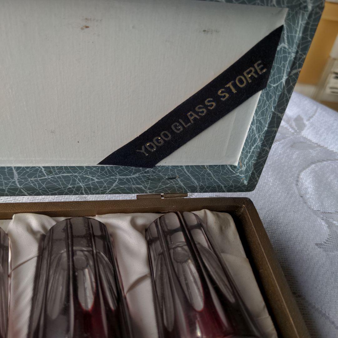 昭和レトロ　ケース入　江戸切子ヴィンテージショットグラス　６個セット