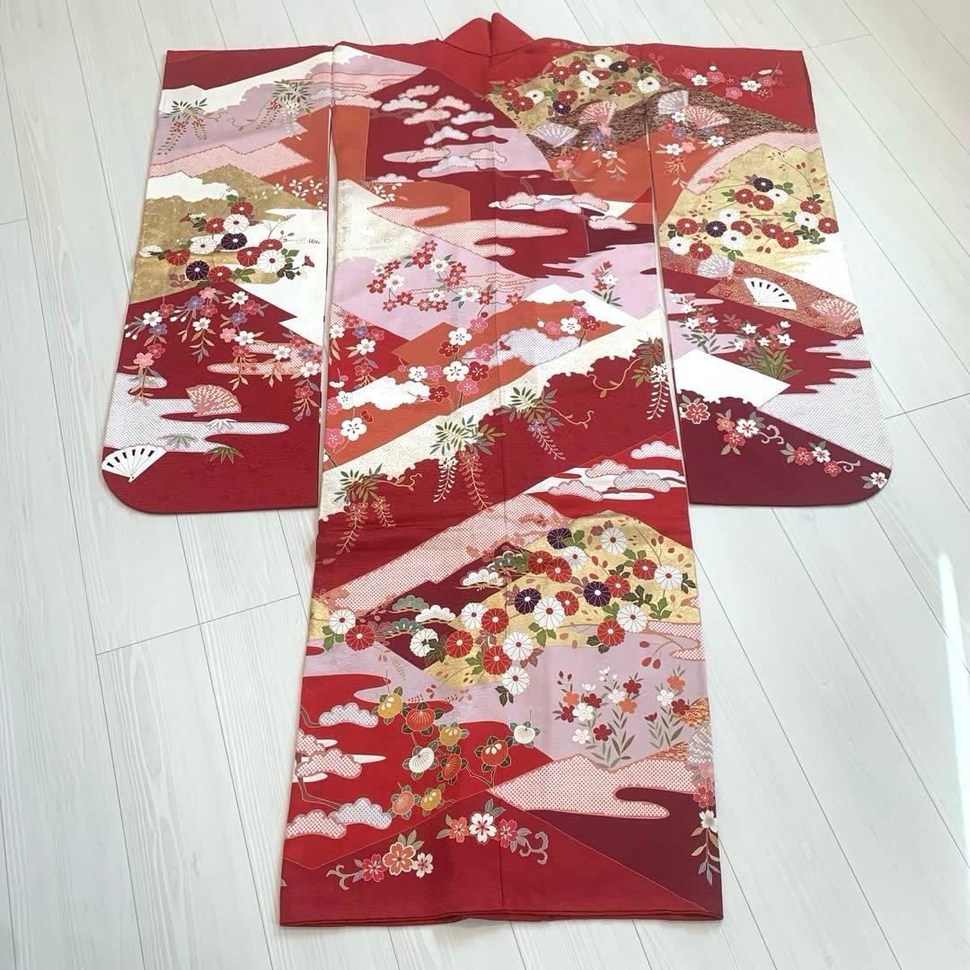 振袖 帯 2点セット 成人式 結婚式 正絹 セレモニー 赤 ボルドー 華やか