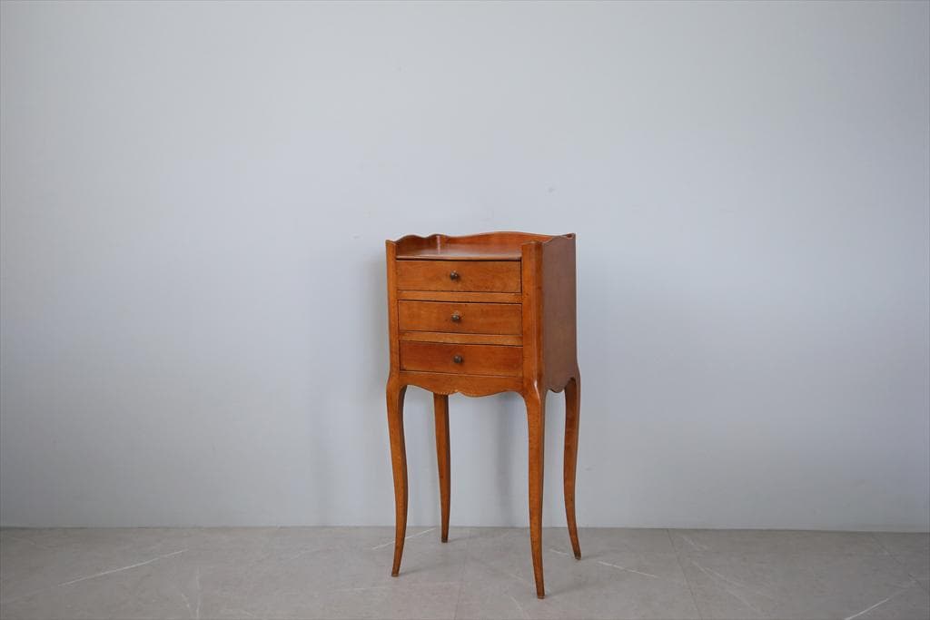 フランスアンティーク猫脚ナイトテーブル/木製キャビネット机飾り棚(82-13)