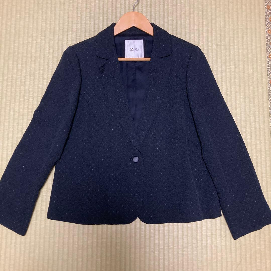 Leilian レリアン ネイビー 紺 スカートスーツ　上下セット　13＋号