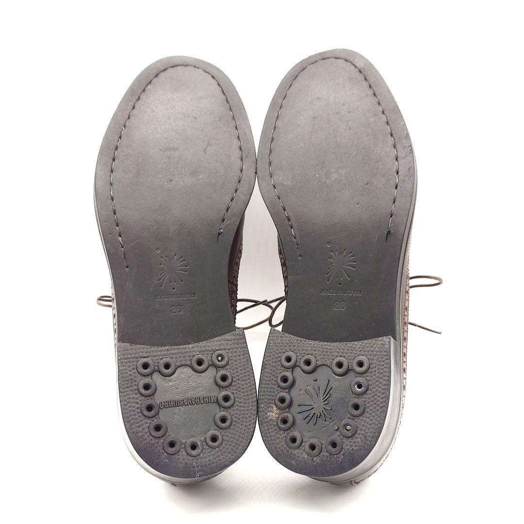 【美品】MIHARAYASUHIRO ロングウイングチップ レザーシューズ 26