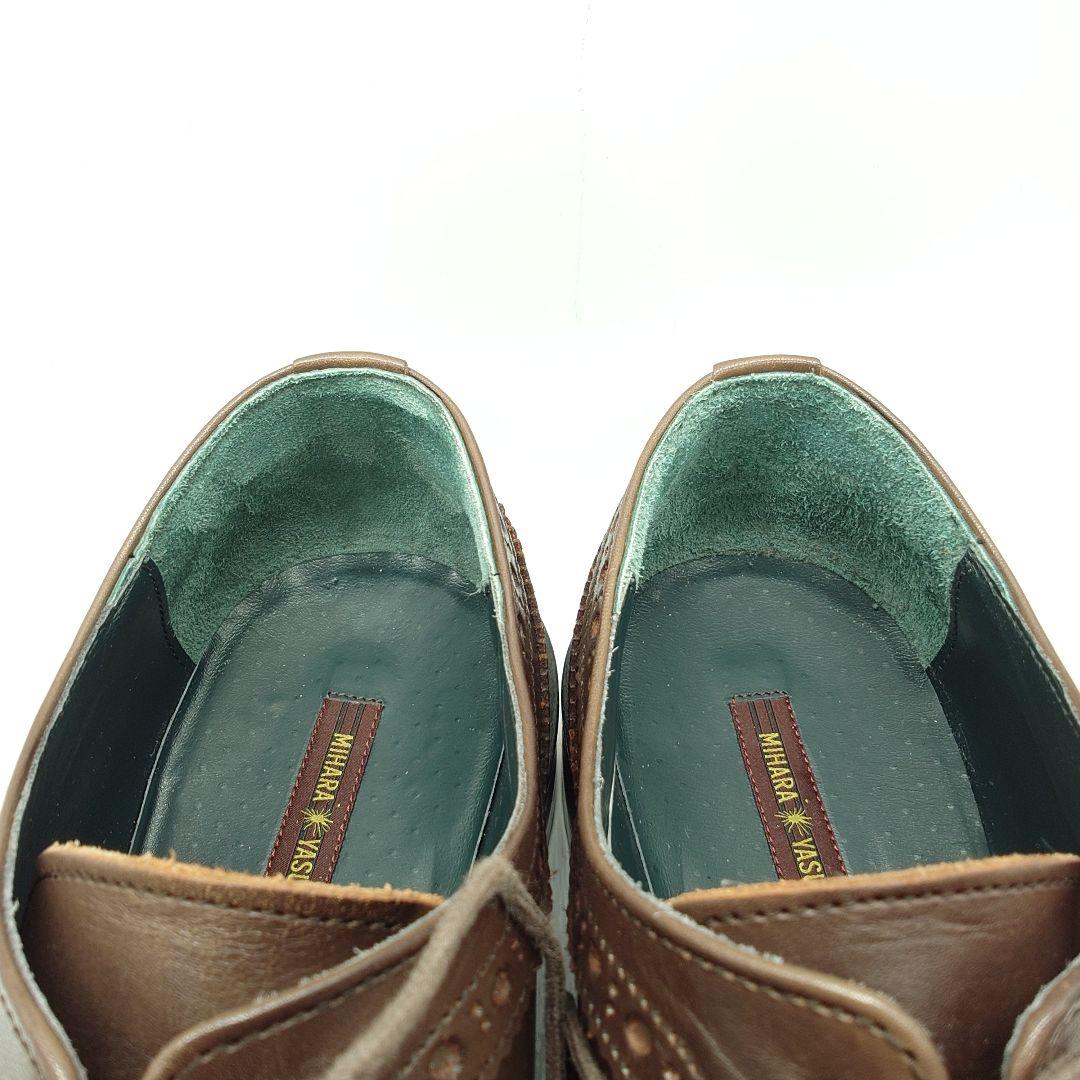 【美品】MIHARAYASUHIRO ロングウイングチップ レザーシューズ 26