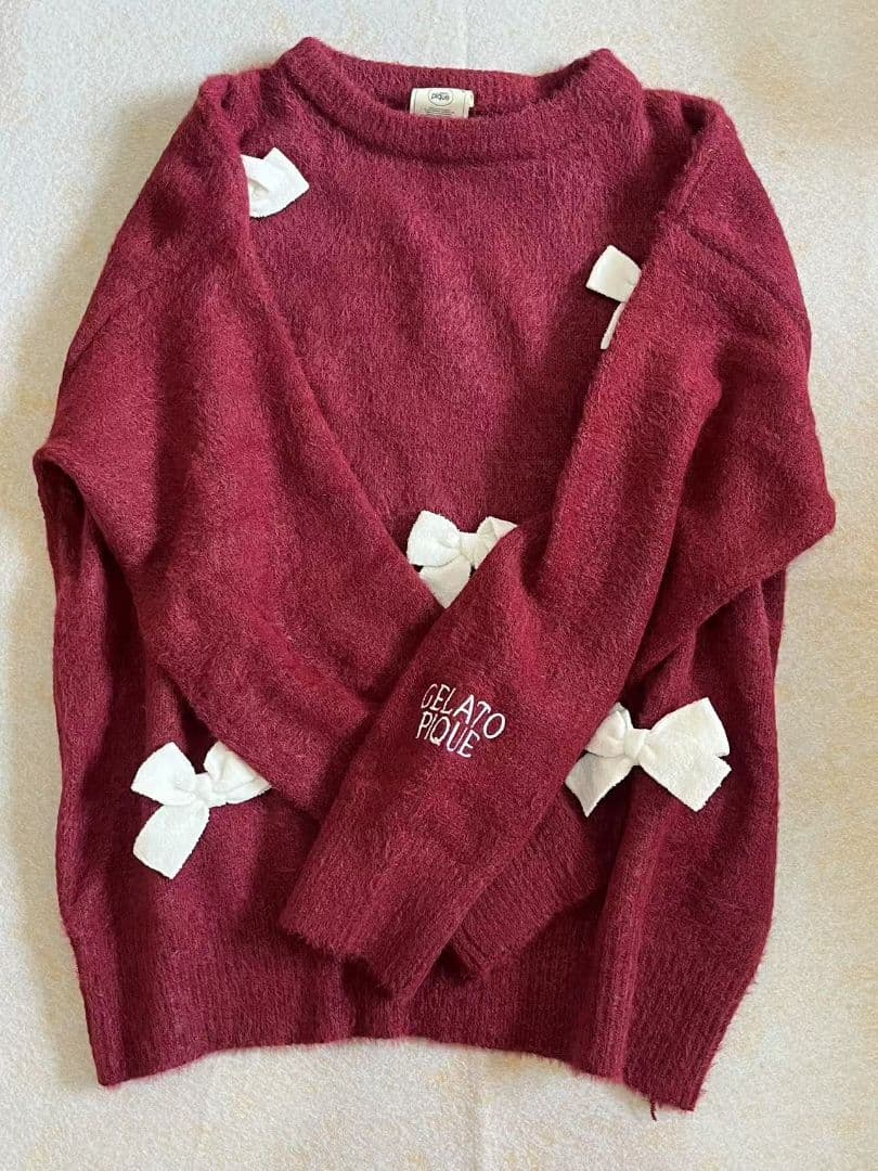 ジェラートピケ　ニットリボンプルオーバー&ショートパンツセット