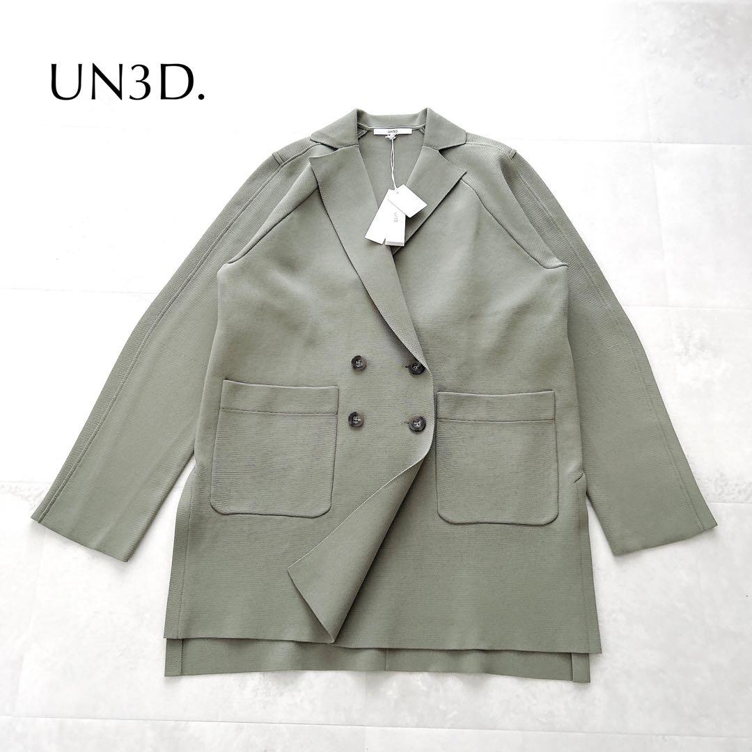 新品タグ付✨人気アンスリード　スクエアショルダーニットジャケット　ダブル　コート