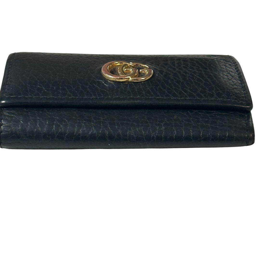 美品 グッチ キーケース マーモント ブラック レザー 6連 キーリング