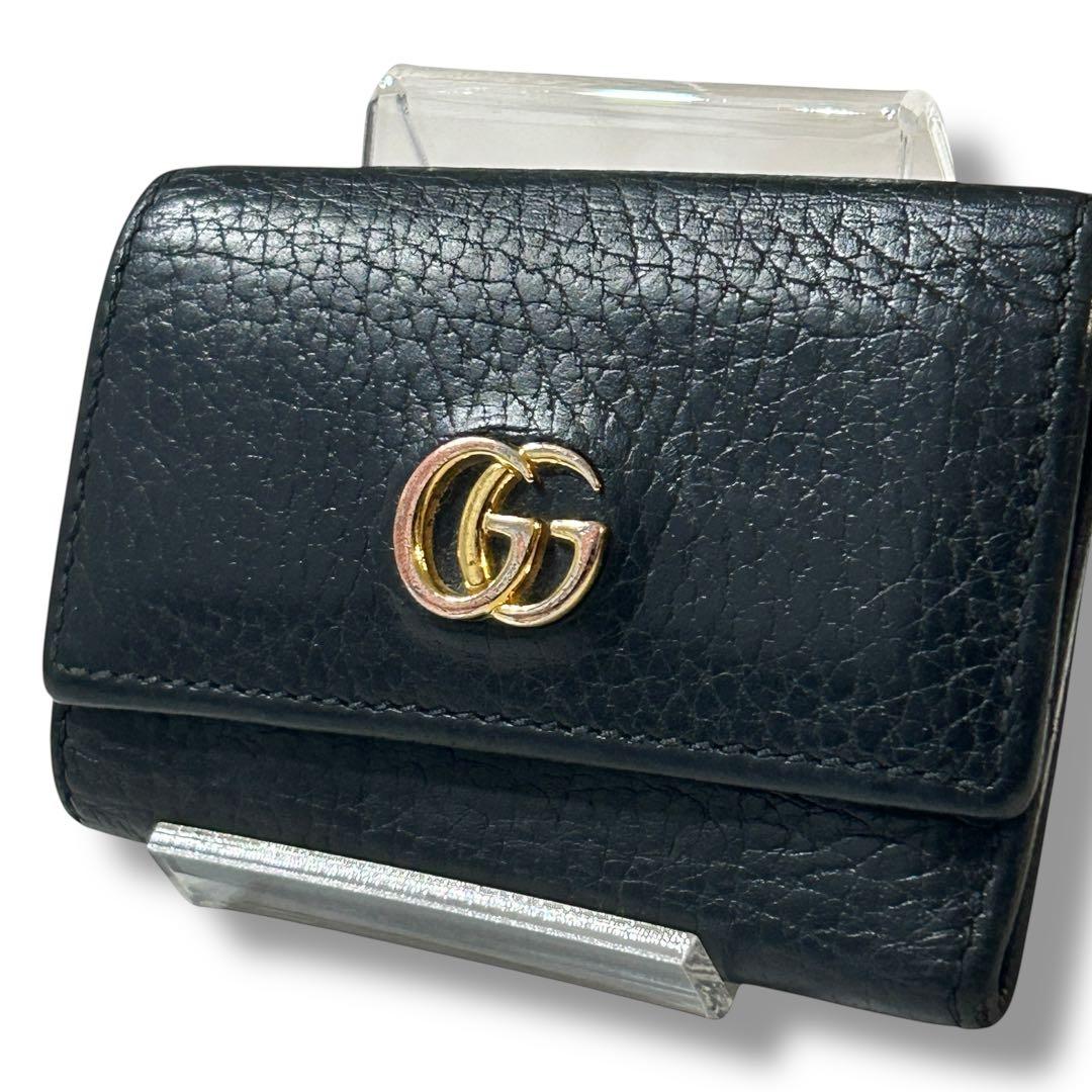 美品 グッチ キーケース マーモント ブラック レザー 6連 キーリング