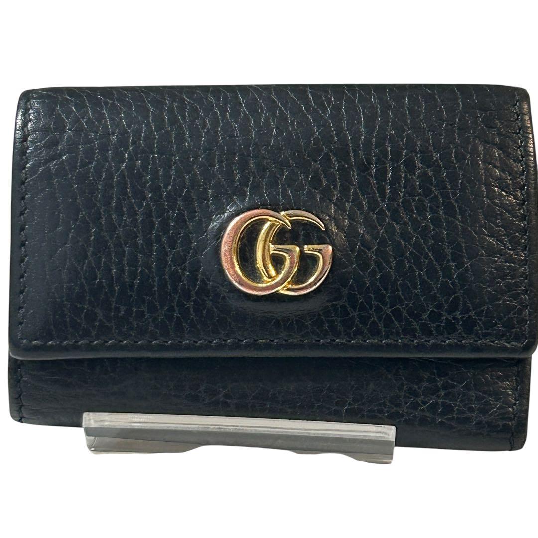 美品 グッチ キーケース マーモント ブラック レザー 6連 キーリング