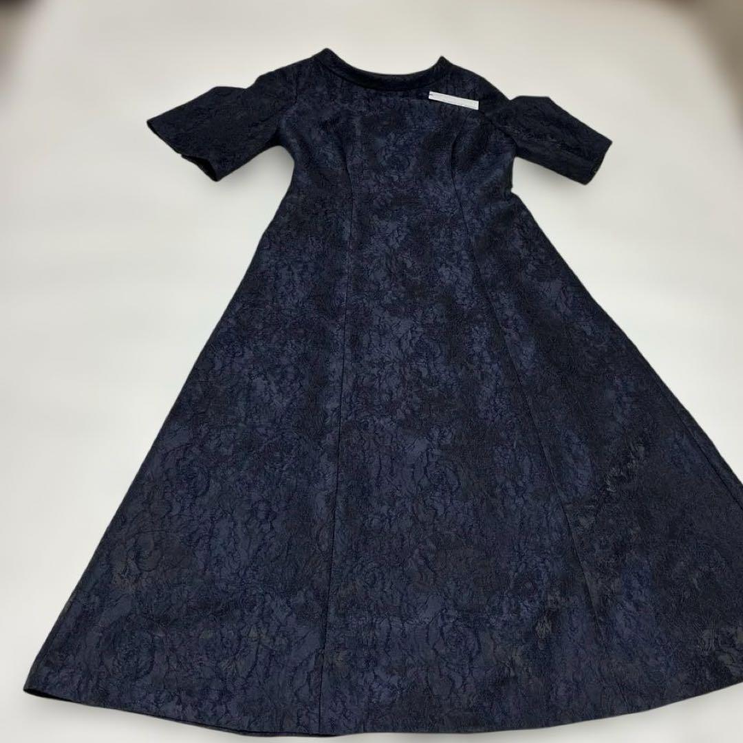 専用 東京ソワール ネイビー ラウンドネック ロングドレス