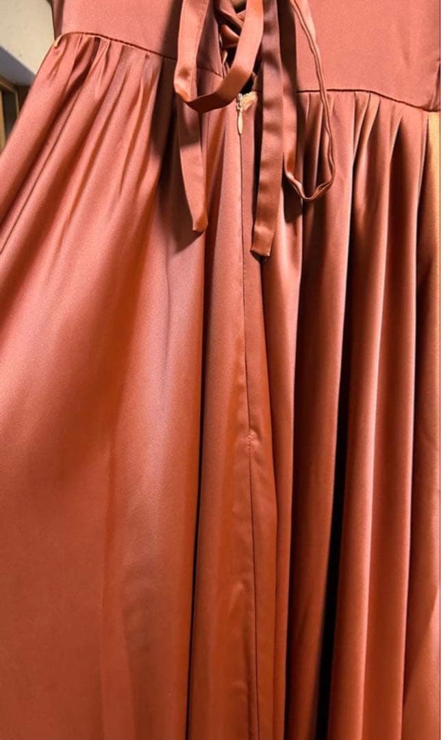 値下げしました！！アーバンブランシュ テラコッタ ロングドレスバックリボン付き