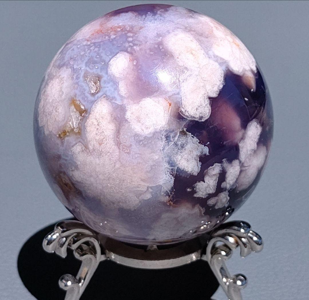 専用　ブルー桜瑪瑙　スフィア　天然石❖　no.0711