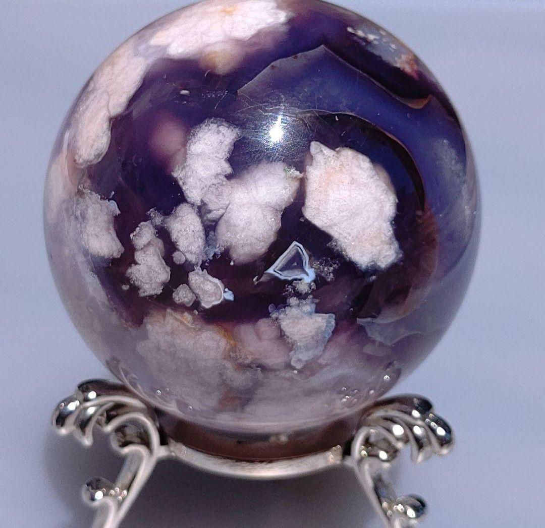 専用　ブルー桜瑪瑙　スフィア　天然石❖　no.0711