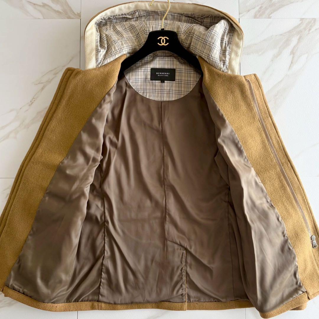 美品◆バーバリーブラックレーベル ダッフルコート キャメル ショート丈 L