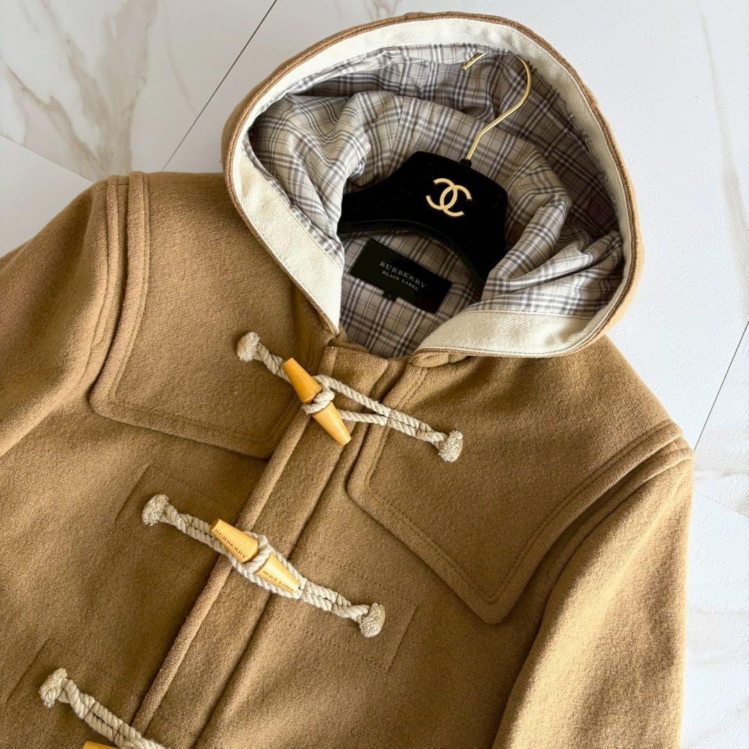 美品◆バーバリーブラックレーベル ダッフルコート キャメル ショート丈 L