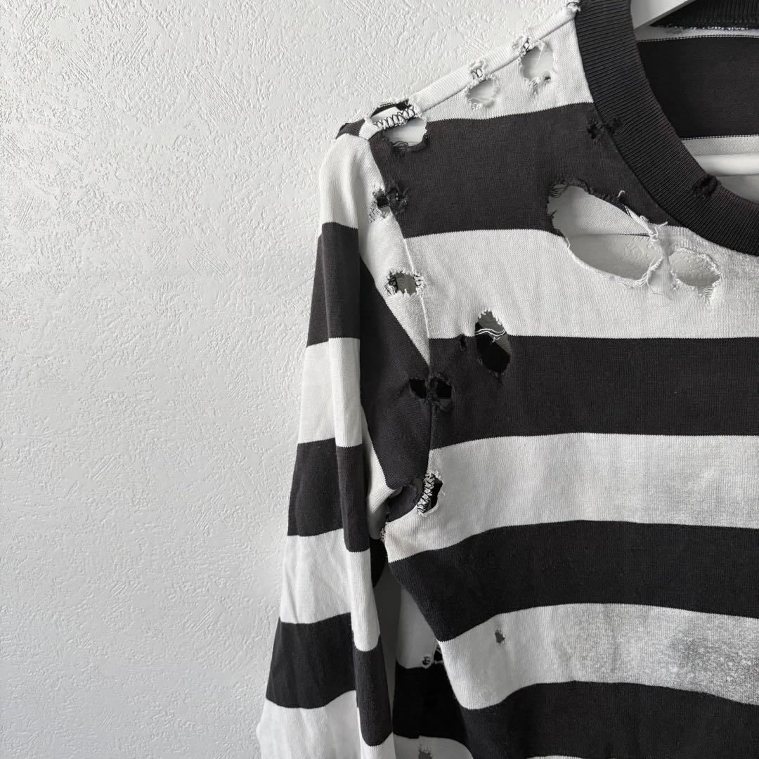 ナンバーナイン モダンエイジ期 ダメージ ボーダー カットソー 02SS