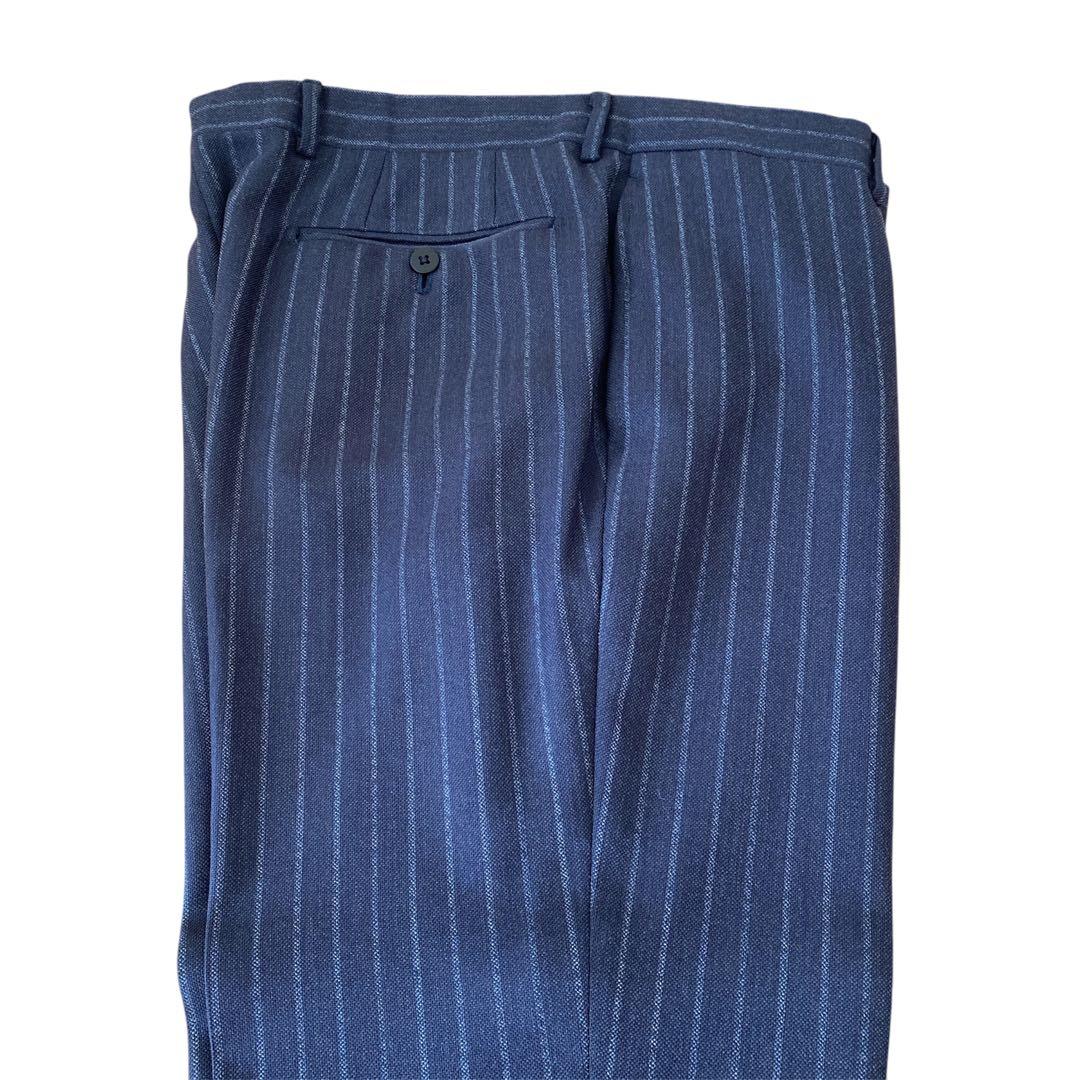 BEAMS F スーツ セットアップ ネイビー ウール チョークストライプ 95