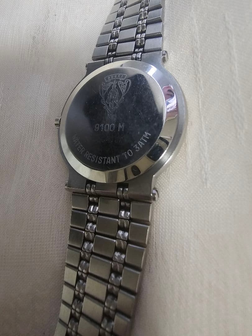 【希少】GUCCI グッチ 腕時計 9100M シルバー メンズ