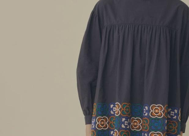 クリーニング済み　ミナペルホネン　blumen ギャザードレス　140