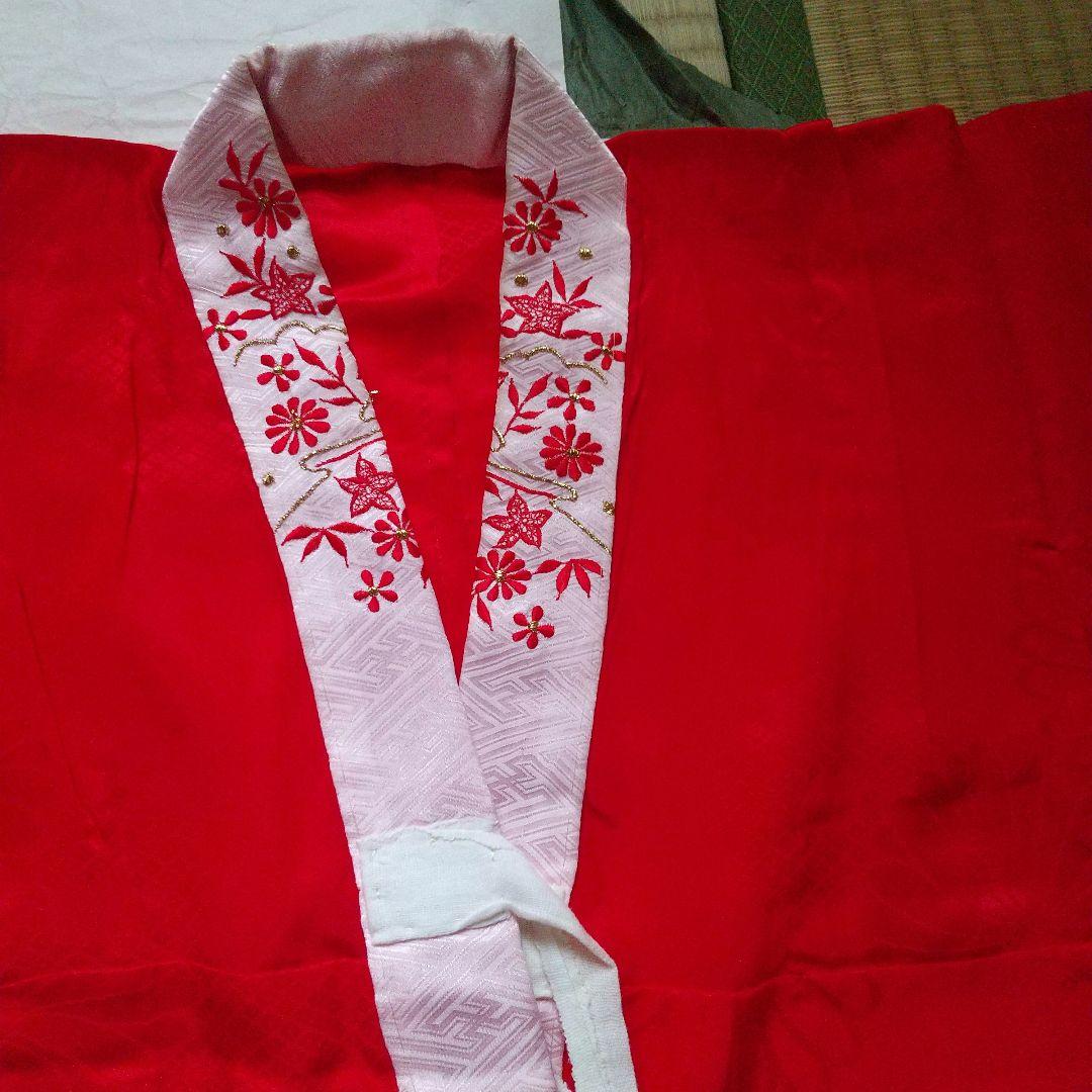 昭和レトロ 七五三 七歳 女児 女の子 着物 長襦袢 帯 しごきセット 正絹