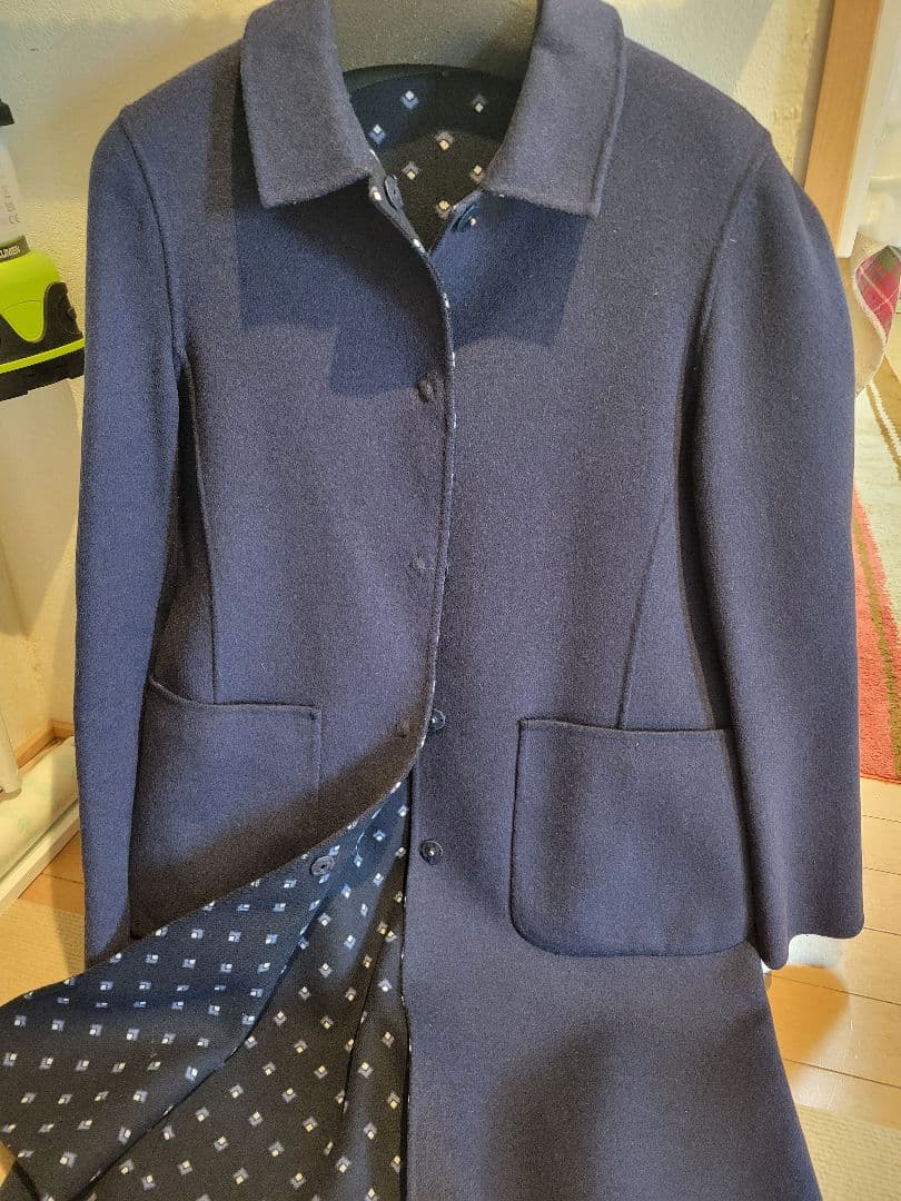 Max Mara　ネイビー リバーシブルウールコート