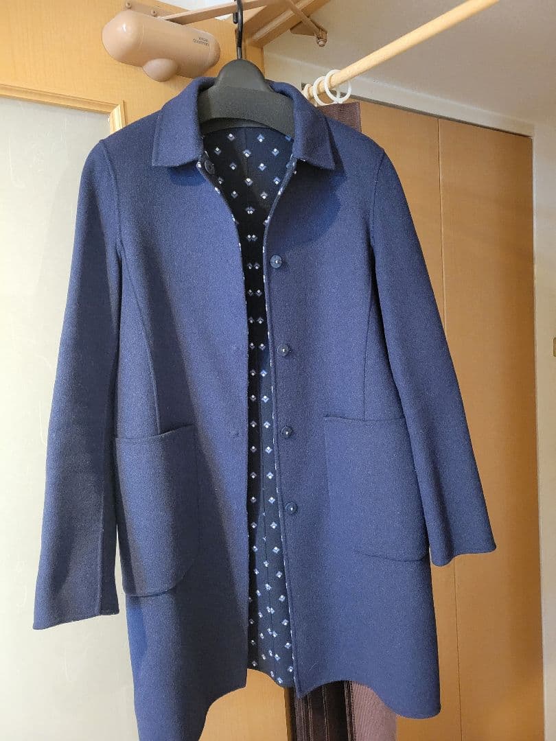 Max Mara　ネイビー リバーシブルウールコート