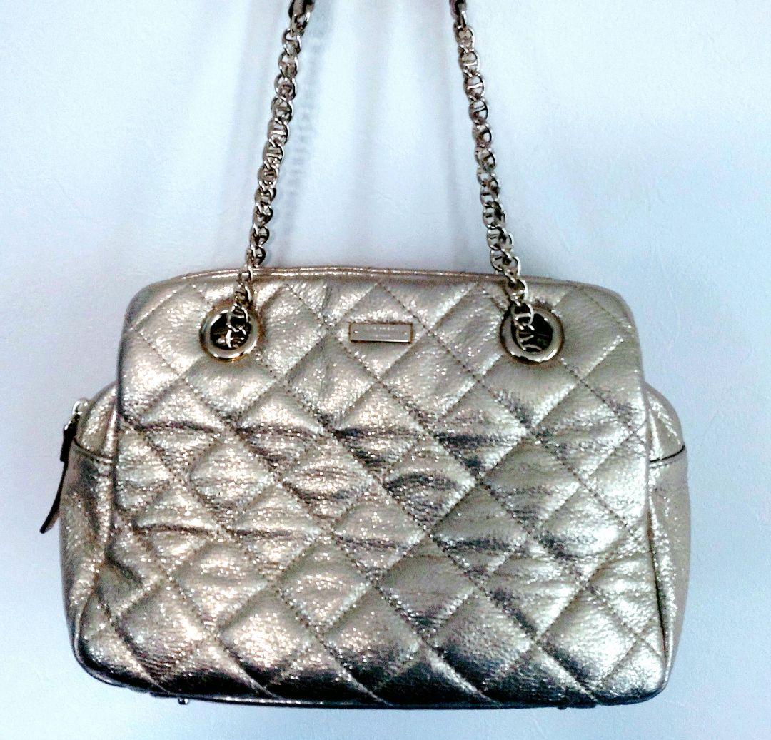 kate spade メタリックゴールド キルティング チェーンバッグ