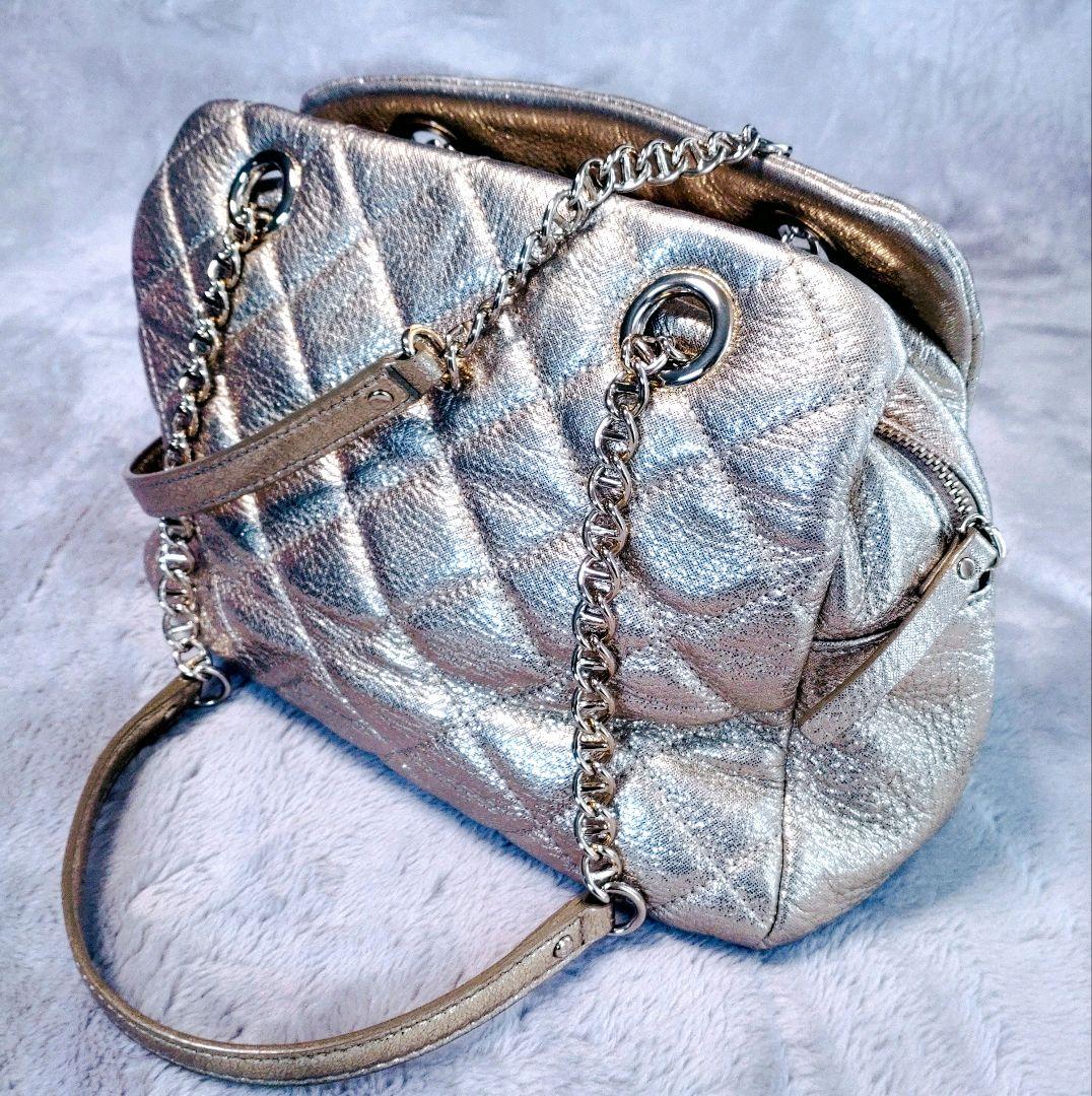 kate spade メタリックゴールド キルティング チェーンバッグ