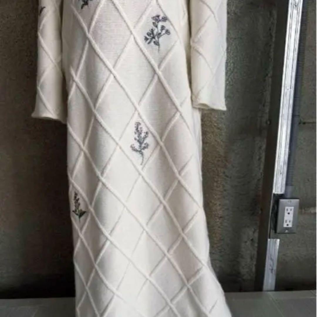 AMERI アイボリーニット ロングワンピース