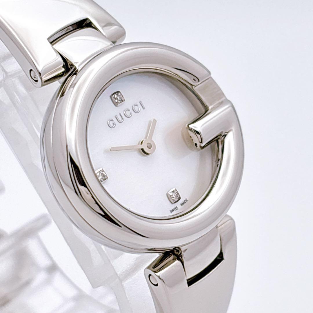 【極美品・電池新品・付属品】GUCCI 134.5 3P ダイヤ シェル