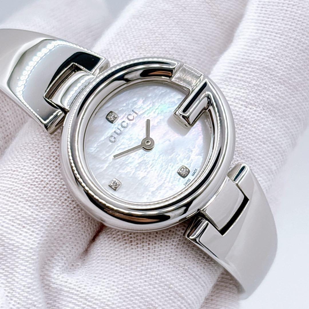 【極美品・電池新品・付属品】GUCCI 134.5 3P ダイヤ シェル