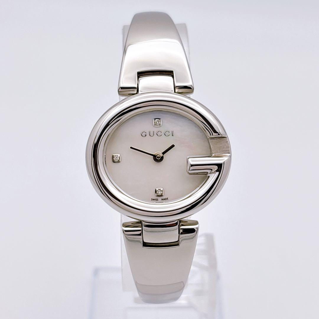 【極美品・電池新品・付属品】GUCCI 134.5 3P ダイヤ シェル