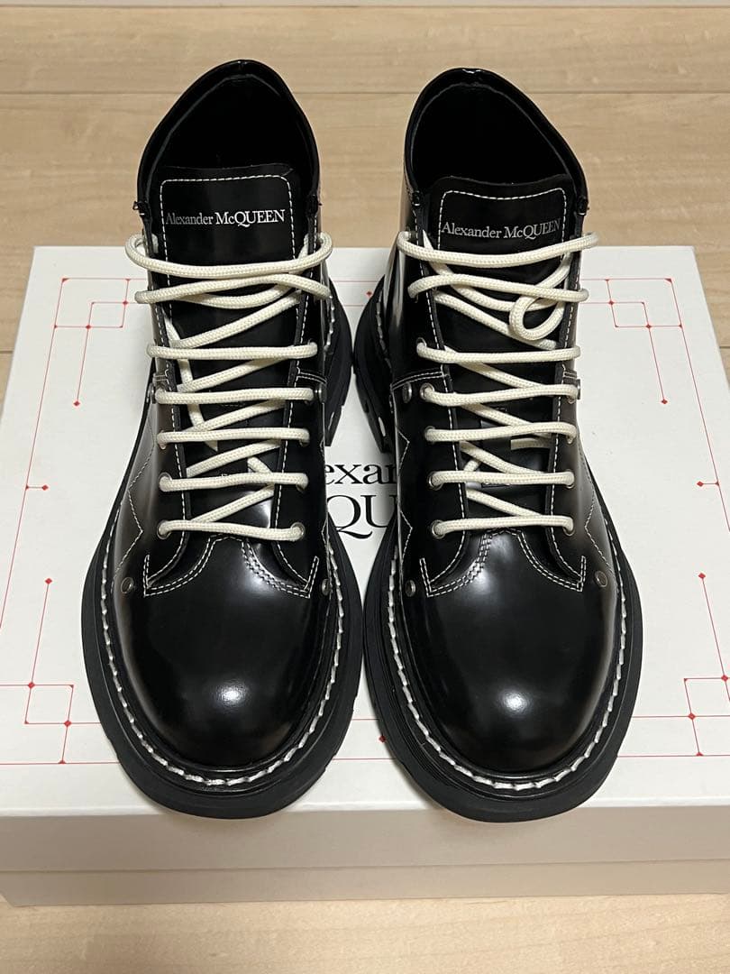 靴 AlexanderMcqueen Blackleatherankleboots