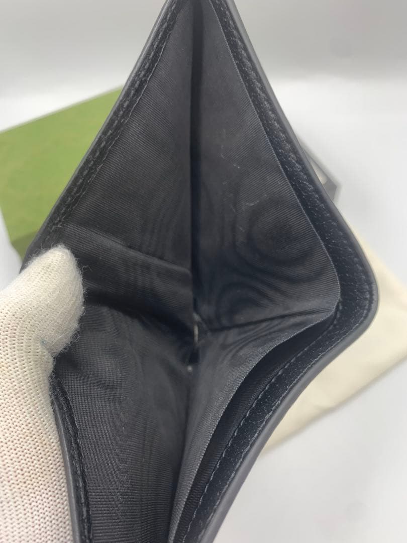 GUCCI 二つ折り財布 GGマーモント グッチ レザー ブラック 黒