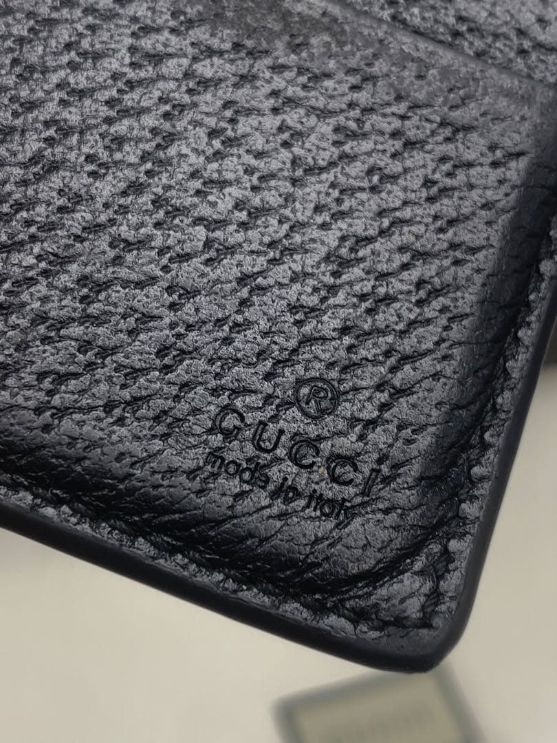 GUCCI 二つ折り財布 GGマーモント グッチ レザー ブラック 黒