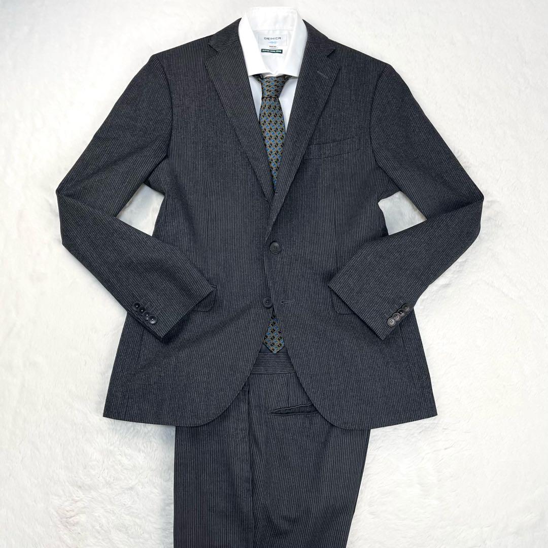 極希少 ボリオリ HAMPTON ピンストライプ 段返り3つボタン スーツ 46