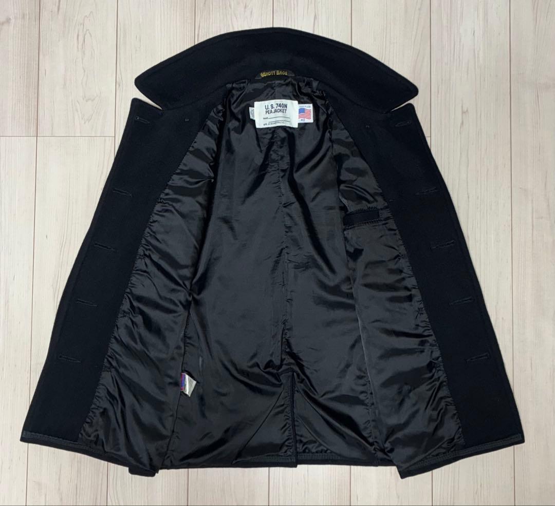 40 良品 Schott 753US Pコート 濃紺 スリム タイト ピーコート