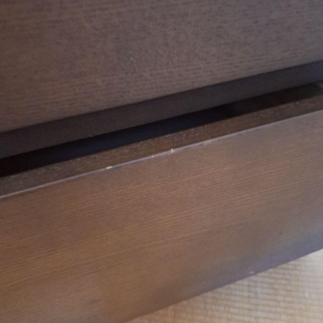 無印良品　タモ材　ダークブラウン 木製チェスト 4段