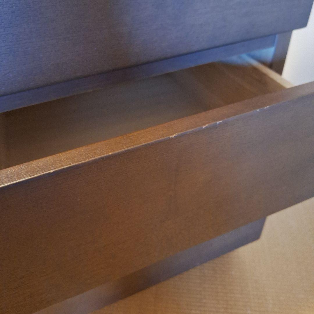 無印良品　タモ材　ダークブラウン 木製チェスト 4段