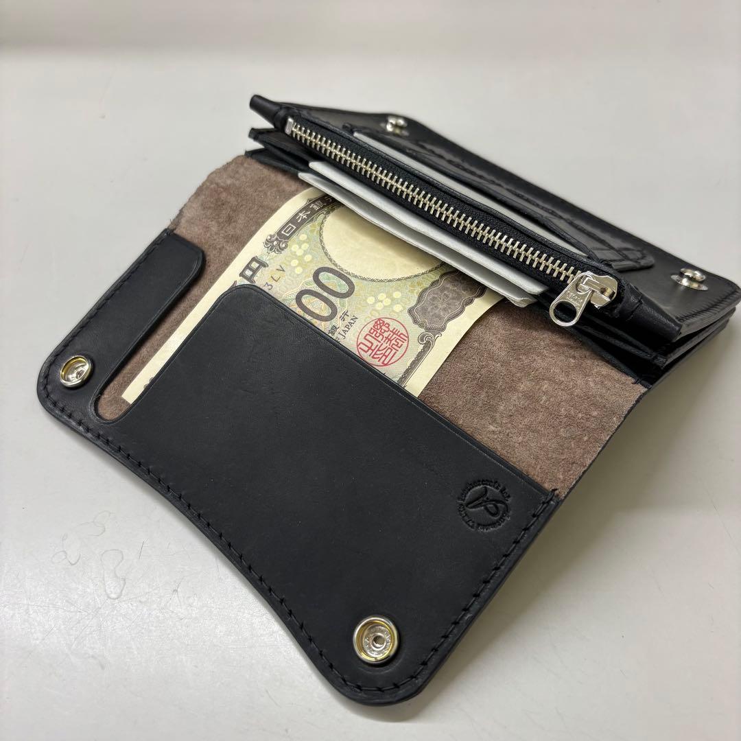 user【ブラック&クロコダイル】ミドルトラッカーウォレット