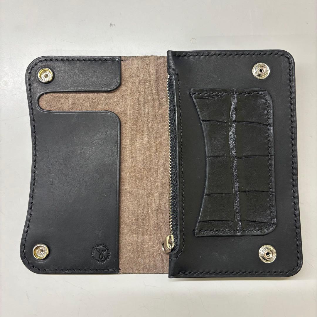 user【ブラック&クロコダイル】ミドルトラッカーウォレット