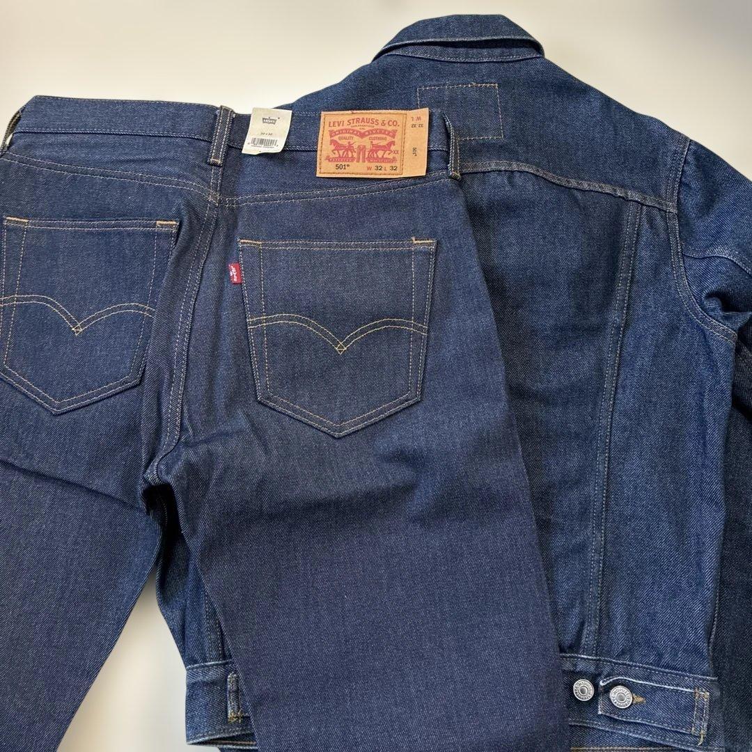 リーバイス 濃紺デニムセットアップ トラッカージャケット 501 リジッド
