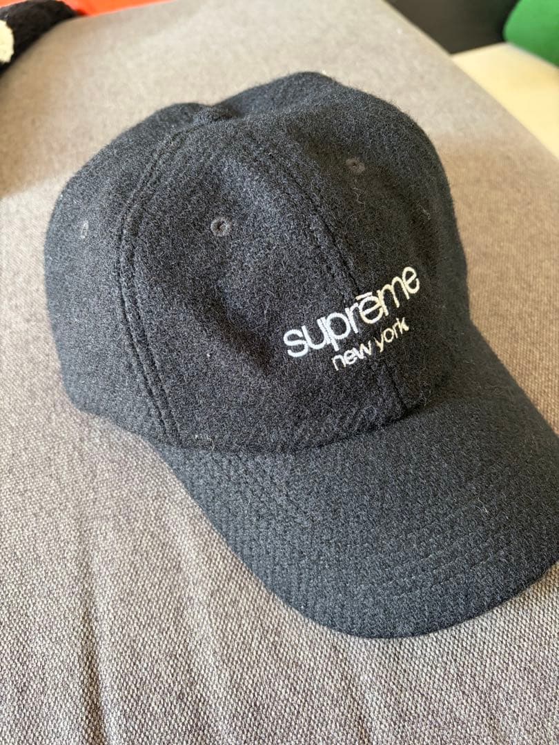 【ヨシ子】supreme 黒 キャップ ハリスツイード