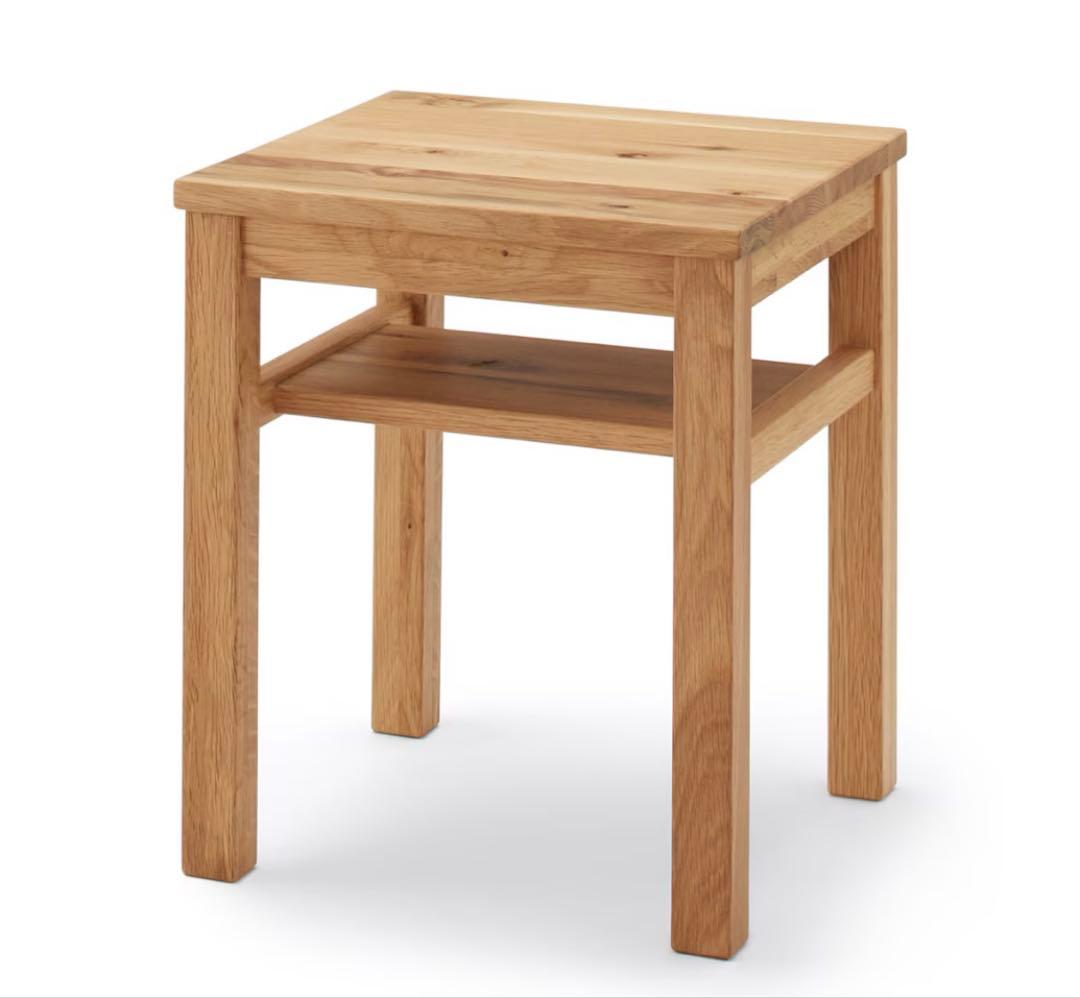 無印良品　木製サイドテーブルベンチ　板座　節あり　オーク