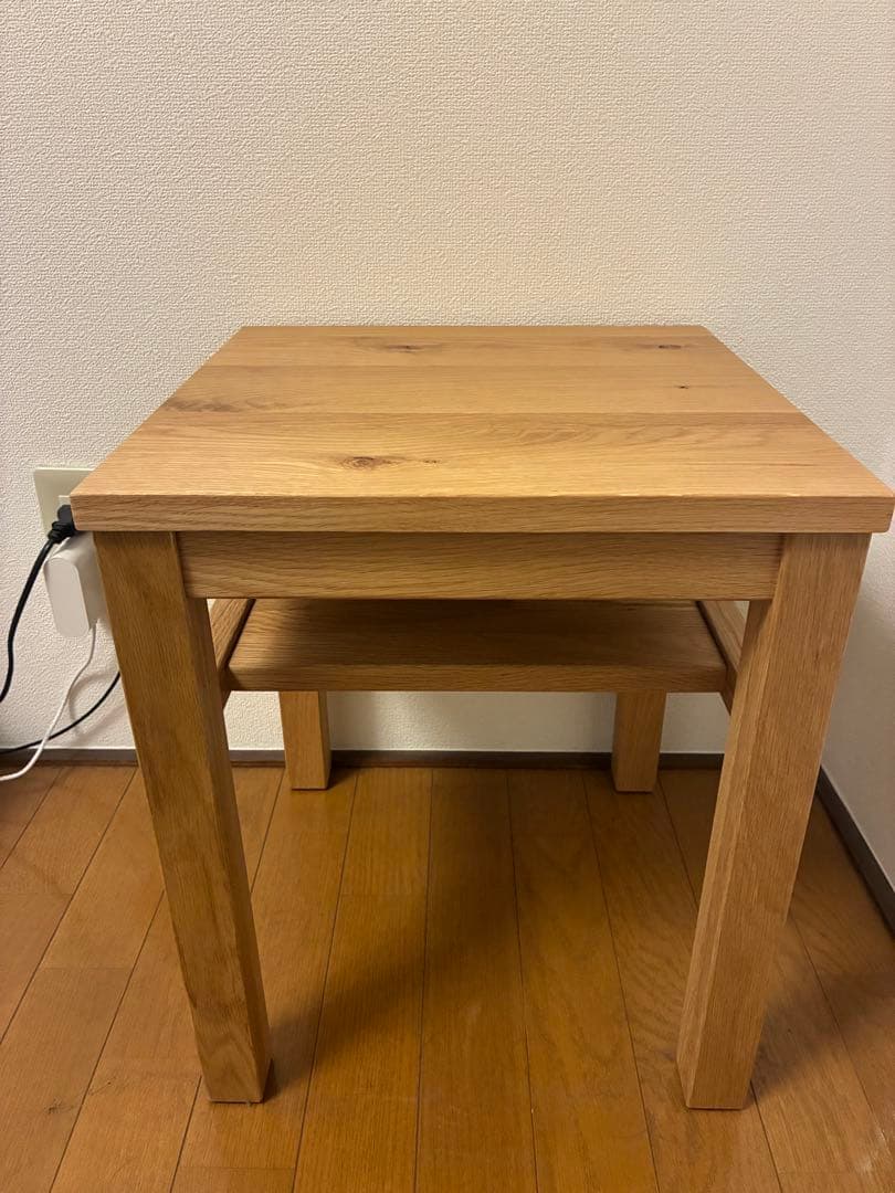 無印良品　木製サイドテーブルベンチ　板座　節あり　オーク