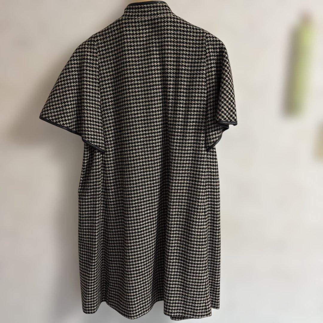 CÉLINE ハウンドトゥース柄 コート40 ポンチョ