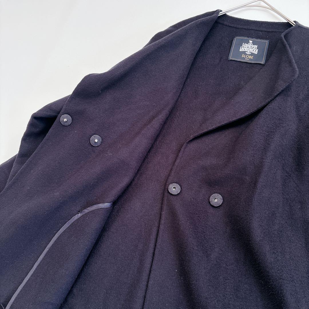 SLOBE IENA HAMILTON ダブルフェイスウールショートコート 紺